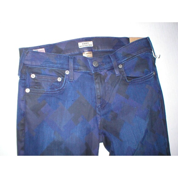 New Womens 29 True Religion Brand Jeans NWT Casey Skinny Blue Dark Houndstooth - Picture 3 of 3